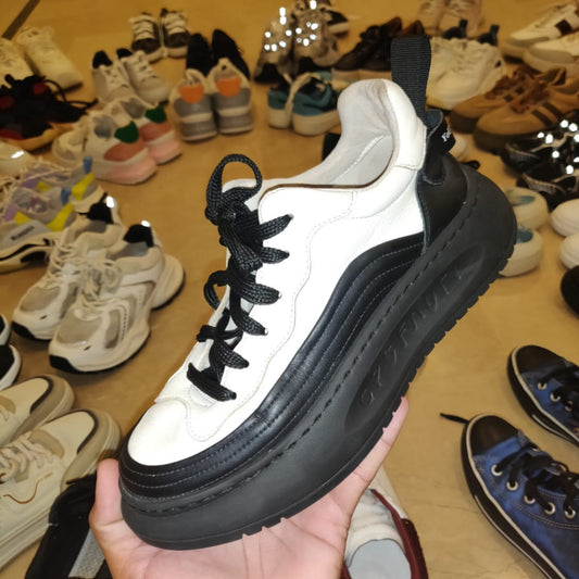White & Black Chunky Platform Sneakers - FAUE
