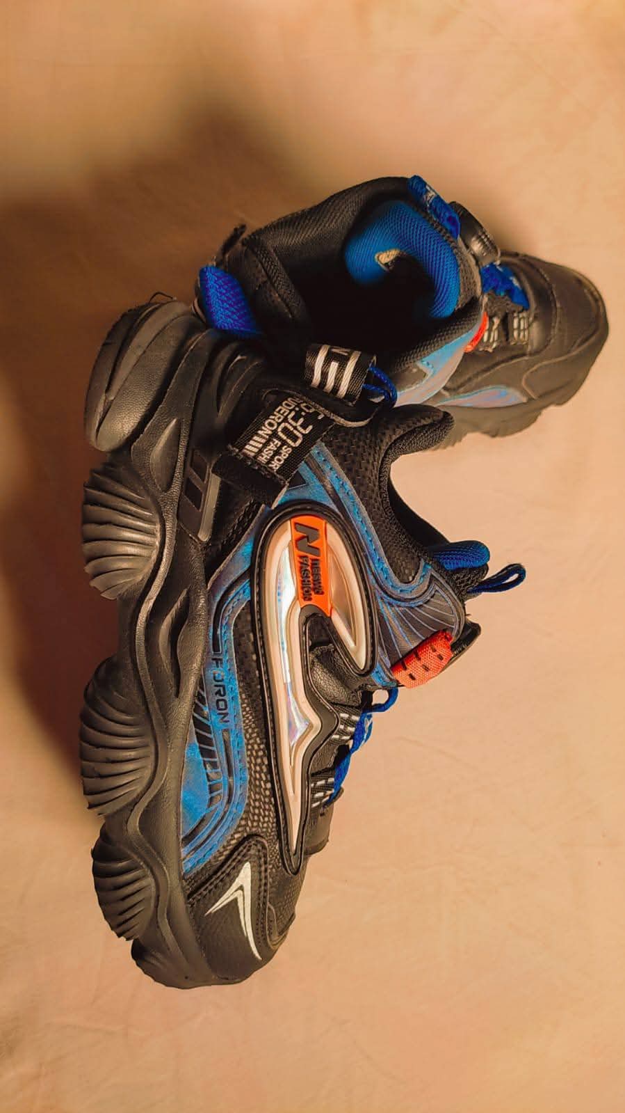 Dad Sneakers Vibes: Black & Blue Chunky Trainers 🚀"